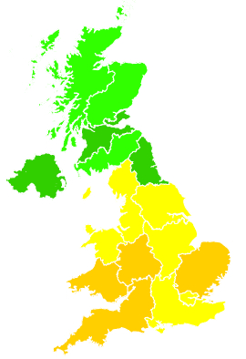 Click on a region for air pollution levels for 27/06/2000