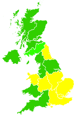 Click on a region for air pollution levels for 27/06/2003