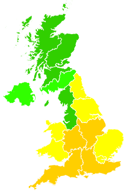 Click on a region for air pollution levels for 27/06/2005