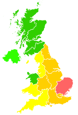 Click on a region for air pollution levels for 27/06/2010