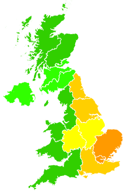 Click on a region for air pollution levels for 27/06/2011