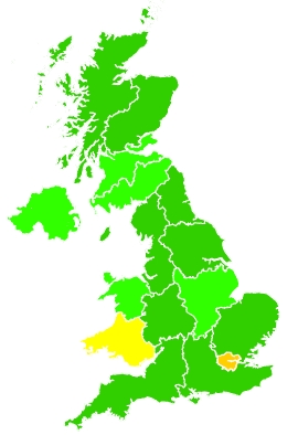 Click on a region for air pollution levels for 27/06/2023