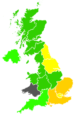 Click on a region for air pollution levels for 27/07/1991