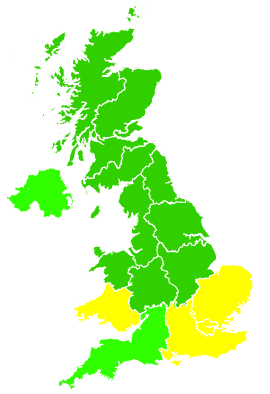 Click on a region for air pollution levels for 27/07/1994