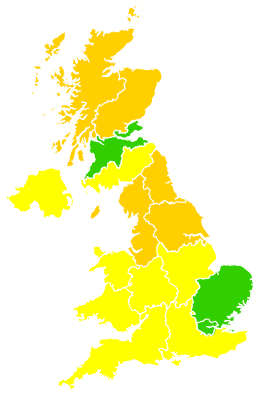 Click on a region for air pollution levels for 27/07/1995