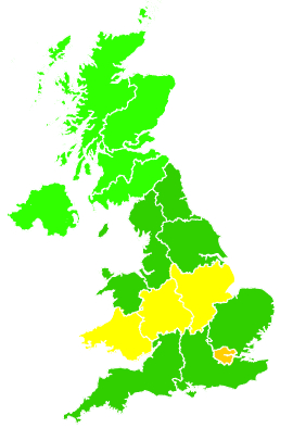 Click on a region for air pollution levels for 27/07/1996