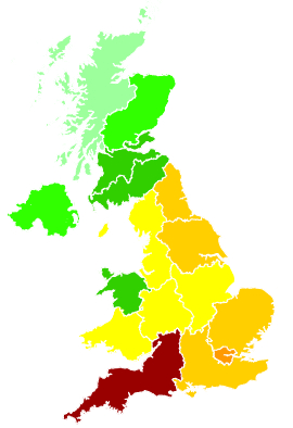 Click on a region for air pollution levels for 27/07/2001