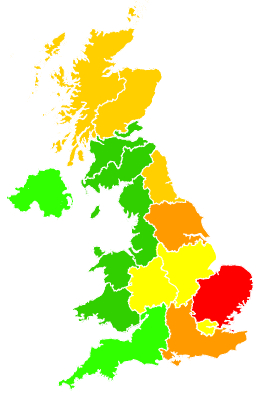 Click on a region for air pollution levels for 27/07/2018