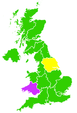 Click on a region for air pollution levels for 27/08/1999