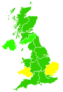Click on a region for air pollution levels for 27/08/2000