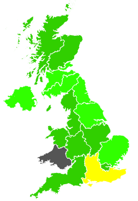 Click on a region for air pollution levels for 27/09/1990