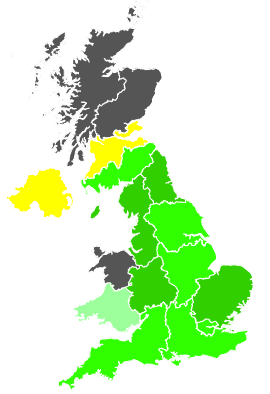 Click on a region for air pollution levels for 27/09/1993