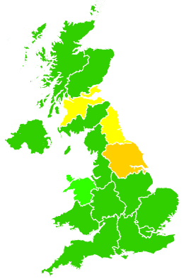 Click on a region for air pollution levels for 27/09/1998