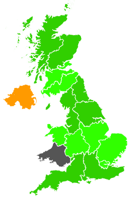 Click on a region for air pollution levels for 27/10/1989