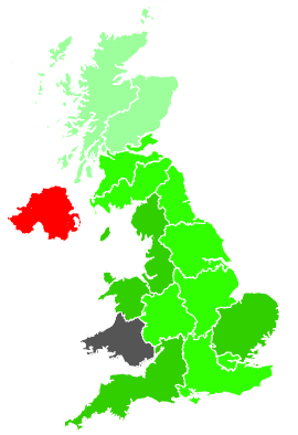 Click on a region for air pollution levels for 27/10/1990