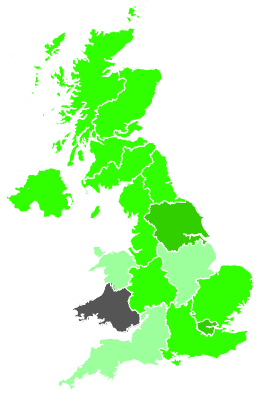 Click on a region for air pollution levels for 27/10/1991