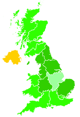 Click on a region for air pollution levels for 27/10/1993