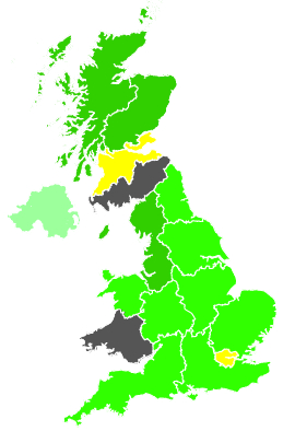 Click on a region for air pollution levels for 27/11/1989