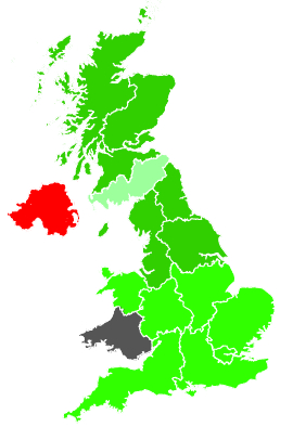 Click on a region for air pollution levels for 27/11/1990