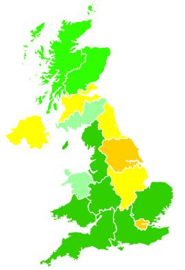Click on a region for air pollution levels for 27/11/1997