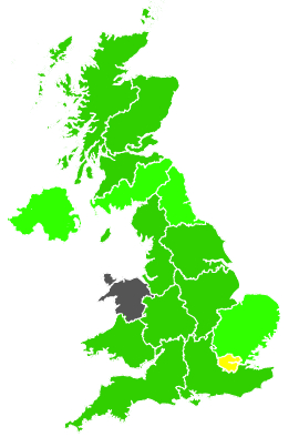 Click on a region for air pollution levels for 27/11/2000