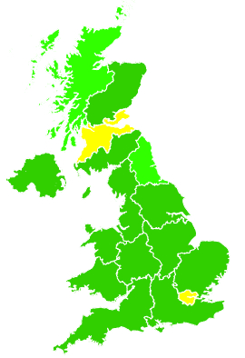 Click on a region for air pollution levels for 27/11/2003