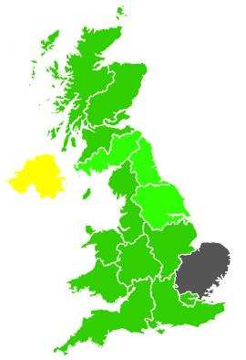 Click on a region for air pollution levels for 27/12/1994