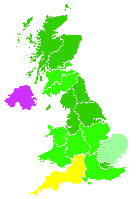 Click on a region for air pollution levels for 27/12/1996