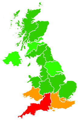 Click on a region for air pollution levels for 27/12/2015