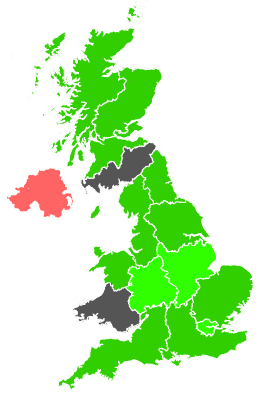Click on a region for air pollution levels for 28/01/1990