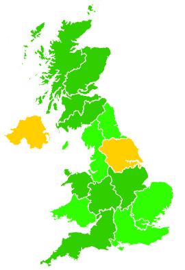 Click on a region for air pollution levels for 28/01/1993