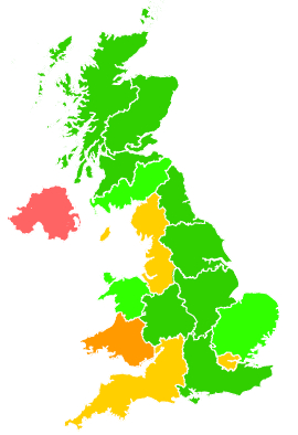 Click on a region for air pollution levels for 28/01/1997