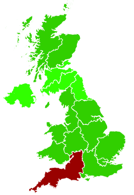 Click on a region for air pollution levels for 28/01/2025