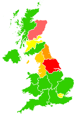 Click on a region for air pollution levels for 28/02/2003