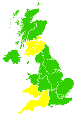 Click on a region for air pollution levels for 28/03/1998