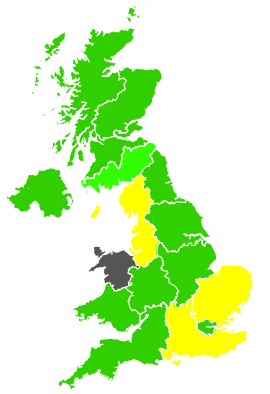 Click on a region for air pollution levels for 28/03/2001