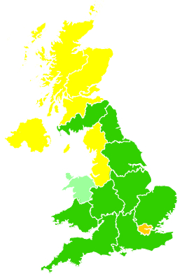 Click on a region for air pollution levels for 28/03/2002