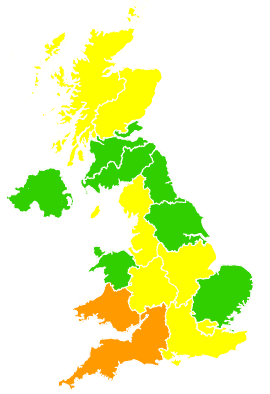 Click on a region for air pollution levels for 28/03/2011