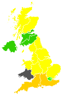 Click on a region for air pollution levels for 28/04/1991