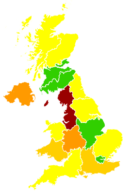 Click on a region for air pollution levels for 28/04/1993