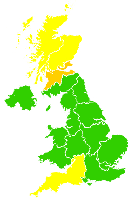 Click on a region for air pollution levels for 28/04/1998