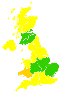 Click on a region for air pollution levels for 28/04/2002