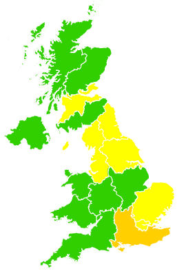 Click on a region for air pollution levels for 28/04/2004