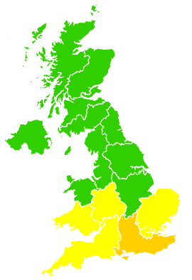 Click on a region for air pollution levels for 28/04/2007