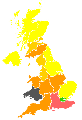 Click on a region for air pollution levels for 28/05/1990