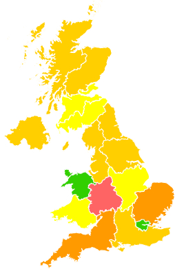 Click on a region for air pollution levels for 28/05/1992