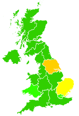 Click on a region for air pollution levels for 28/05/1993