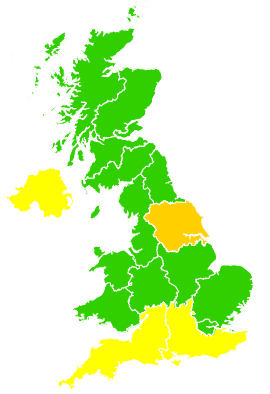 Click on a region for air pollution levels for 28/05/1997