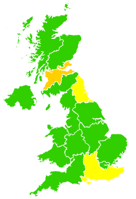 Click on a region for air pollution levels for 28/05/1998