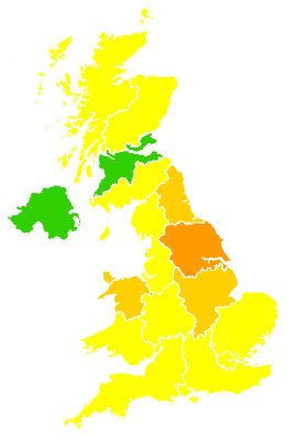 Click on a region for air pollution levels for 28/05/1999